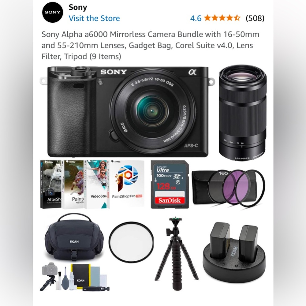 Sony Alpha a6000 Mirrorless Camera Bundle - Black
